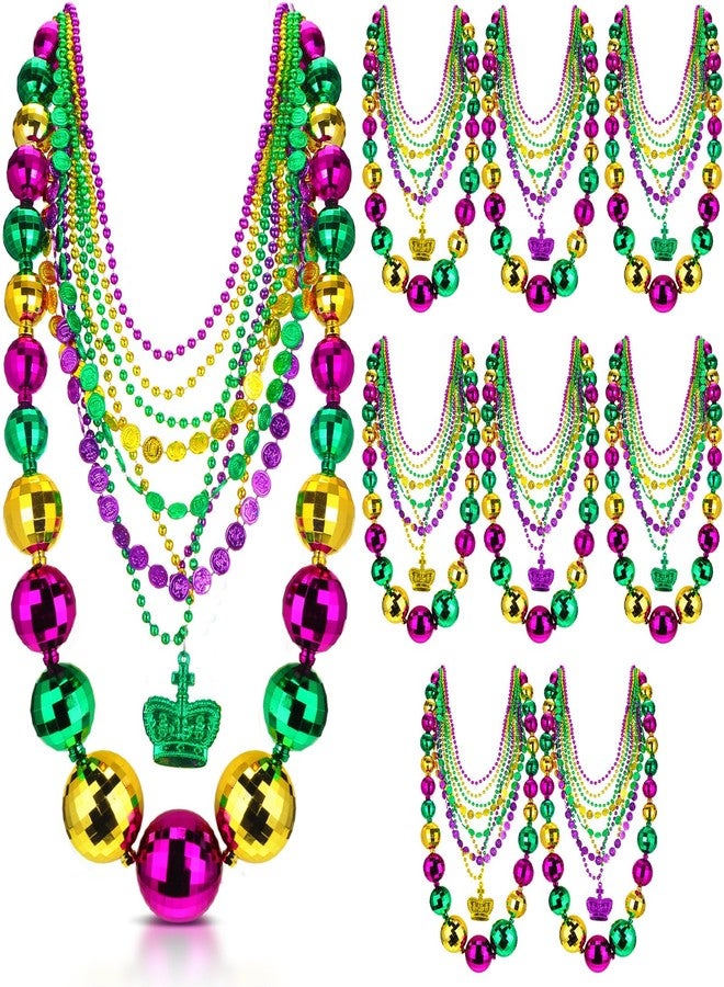 باتيير مجموعة باتيير من 116 قطعة من خرز الكرات الكبيرة لحفلات ماردي غرا، وقلائد متنوعة للأزياء التنكرية، وقلائد معدنية بالجملة، وإكسسوارات لتزيين حفلات ماردي غرا، باللون الذهبي والأرجواني والأخضر. - Image 1